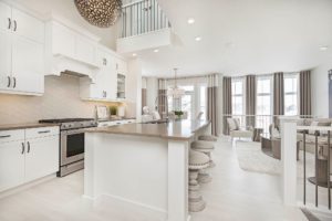 Open concept kitchen and living space by Milestone Builder Group